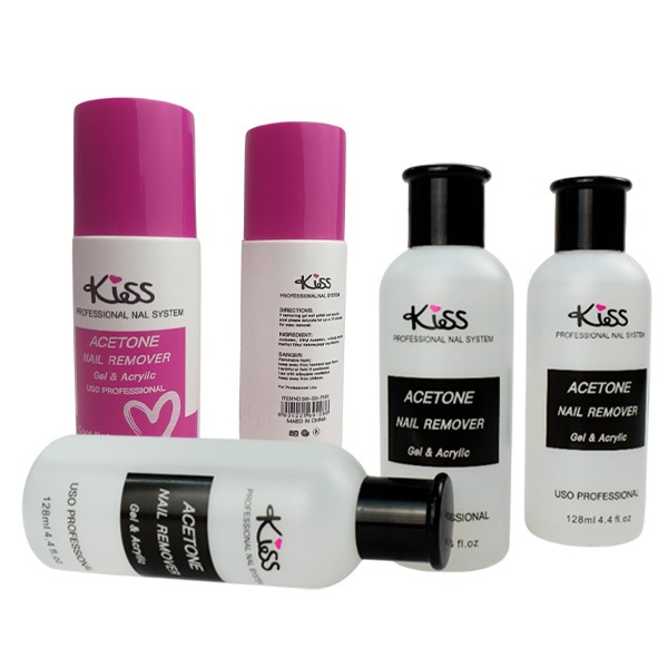 Acetona en presentación de128ml Kiss tapa negra